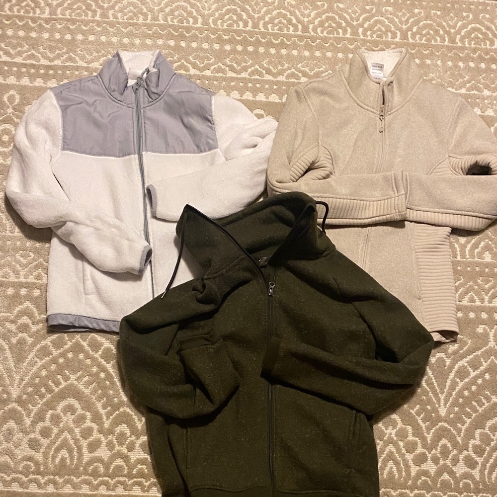 Cozy Fleece Jackets - White, Cream, and Green